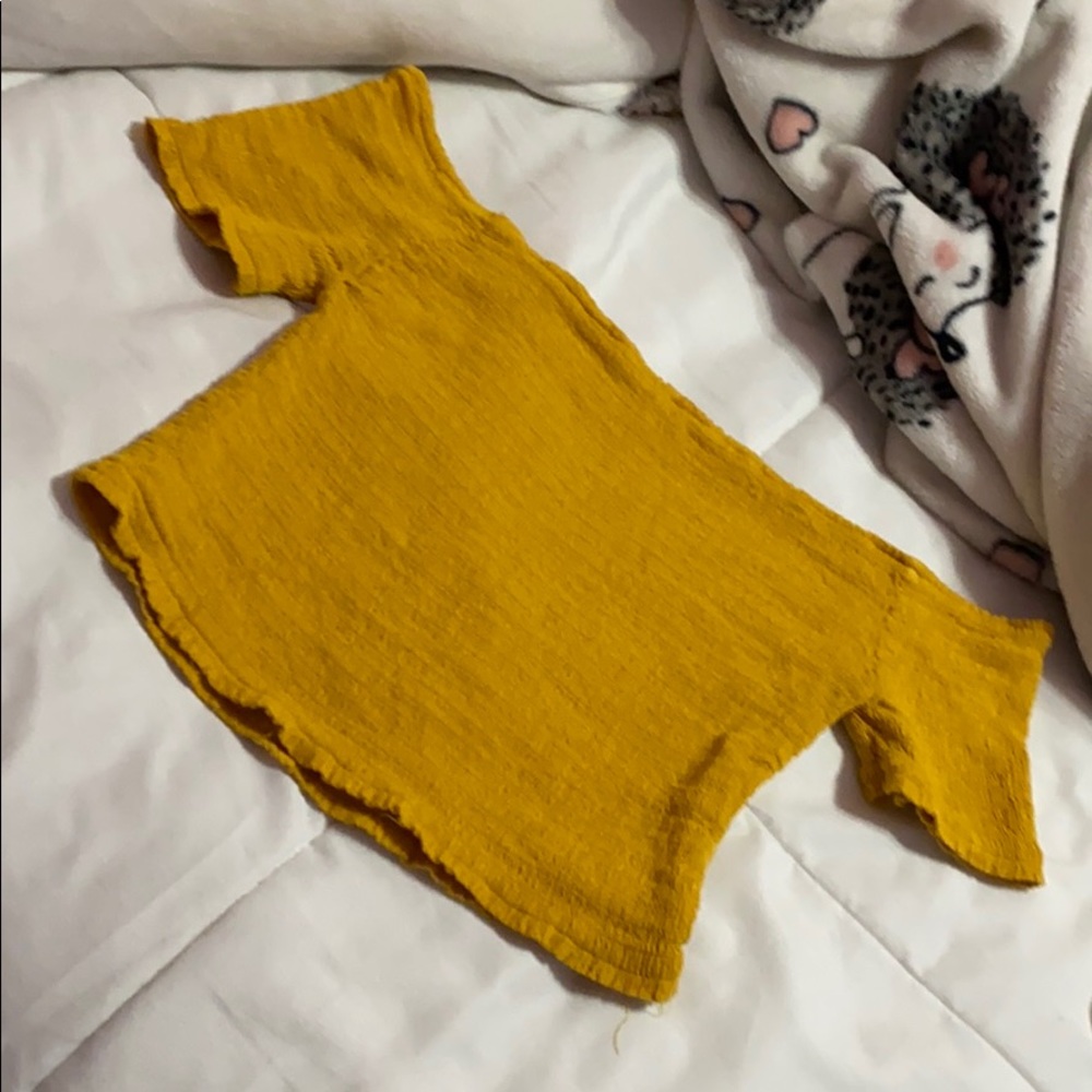 Yellow off the shoulder crop top size small